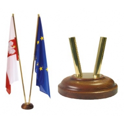 Stojak flagowy 2-ramienny na podstawie drewnianej